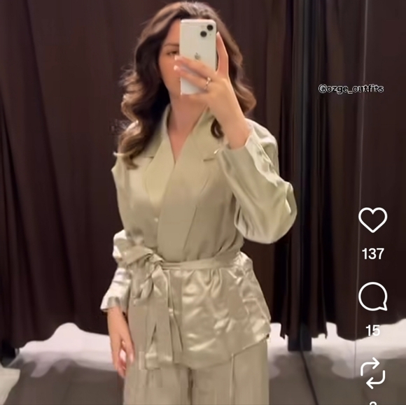 ZW COLLECTION LIMITED EDITION SATIN BELTED BLAZER - Picture 3 of 12